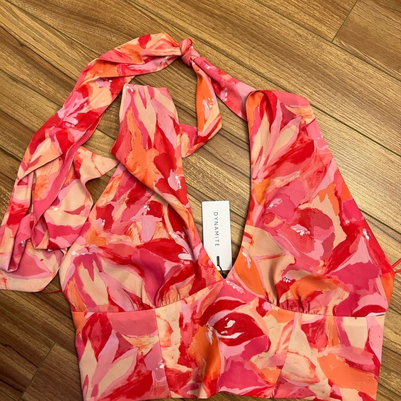 Dynamite Tops - Dynamite Vibrant Pink and Orange Top